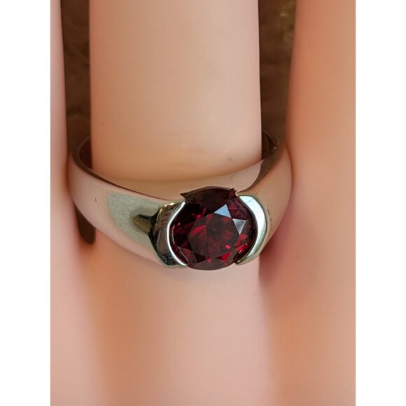Vintage Red Garnet Signet Ring Sterling Silver Unique Gemstone Natural Stone 7 - Picture 8 of 8